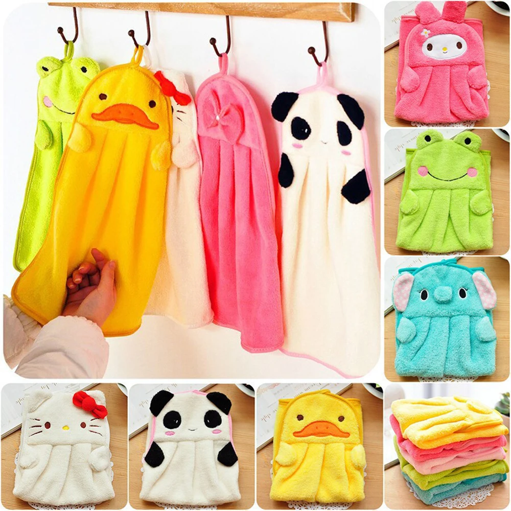 

Coral Velvet Hand Dry Towel Super Absorbent Cartoon Animal Hang Towel House Cleaning Cloth Towel For Bathroom Kitchen Office Car