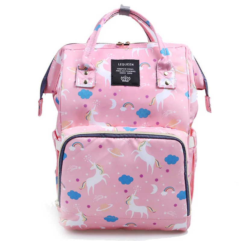 Сумка для подгузников, рюкзак для мам, водонепроницаемый, большая емкость, коляска, органайзер, lequeen, Mommy, сумки для мам, пеленка, Детская сумка - Цвет: 26x17x40cm-Pink