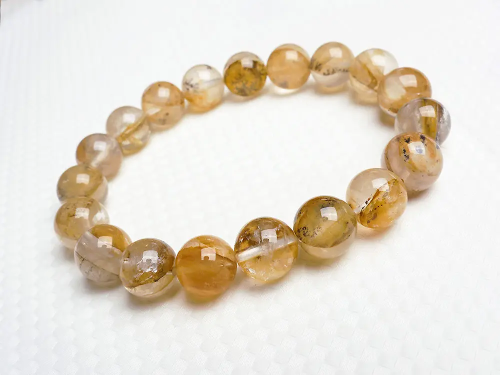 

free shipping Natural Petrified Wood Crystal Round Beads Tree Bracelet AAA 11 mm
