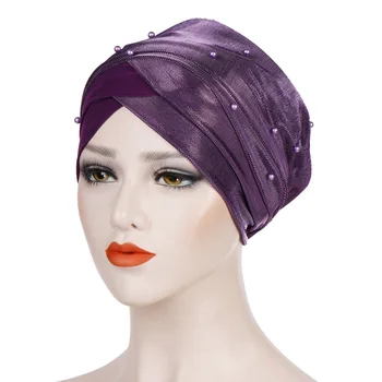 

New Women Beading Scarf Hat Muslim Women Hijabs Turban Hats Indian Caps Wrap Cap long head scarf headscarf hats