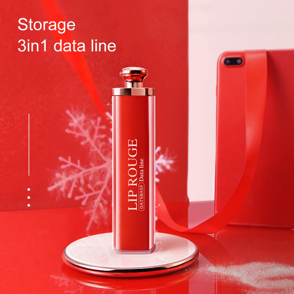 

OATSBASF 3 in 1 Micro USB Type C USB Cable for iPhone X 8 7 6 Lipstick Design Hidden USB Cable for Xiaomi Huawei Samsung
