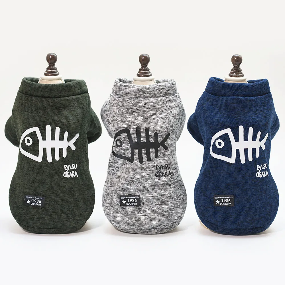 

Pet dog clothes for Winter fish bones Printing Dog Jacket and Coat Pet Dog Sweaters Clothing
