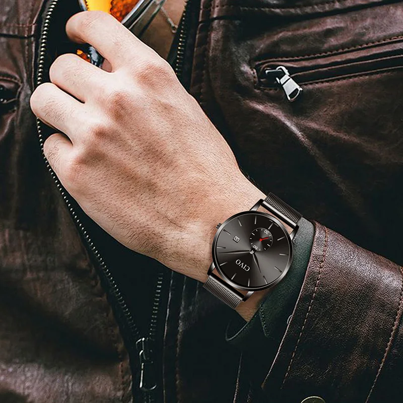 CIVO 2019 Fashion Sports Watches Mens Waterproof Analogue Steel Mesh Strap Quartz Wrist Watches Men Brithday Clock Reloj Hombre