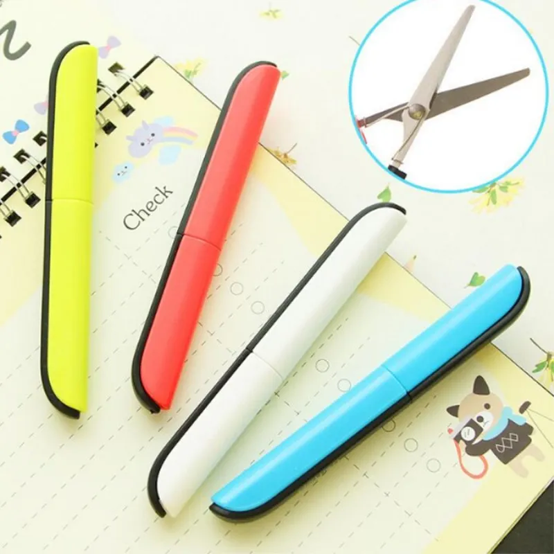 

1X Candy Creative knife Design Student Safe Foldable Scissors Paper Cutting Art Office Supply with Cap Kids Stationery DIY Tool