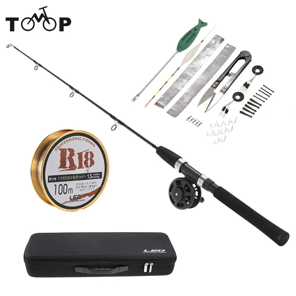 المحمولة الصيد بكرة قضيب كومبو مجموعة الجليد الصيد قضيب كيت مع 100 m خيط صنارة الصيد الصيد الاكسسوارات تعالج عدة