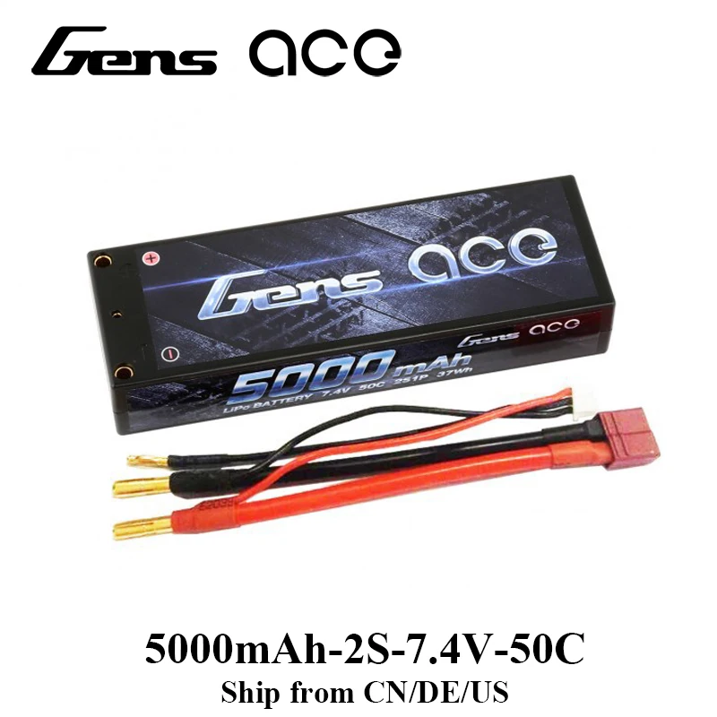 

Gens ace 2S 5000mAh Lipo 7.4V Lipo Battery Pack 50C-100C Deans Plug Battery for 1:8 1:10 Standard Hardcase IFMAR Competition