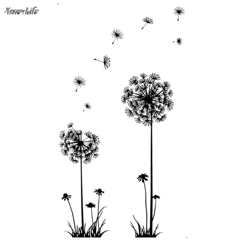 

ISHOWTIENDA New Fashion 2017 Black Creative PVC Dandelion Flower Plant Tree Large Removable Home Wall Decal Home Decor Stickers
