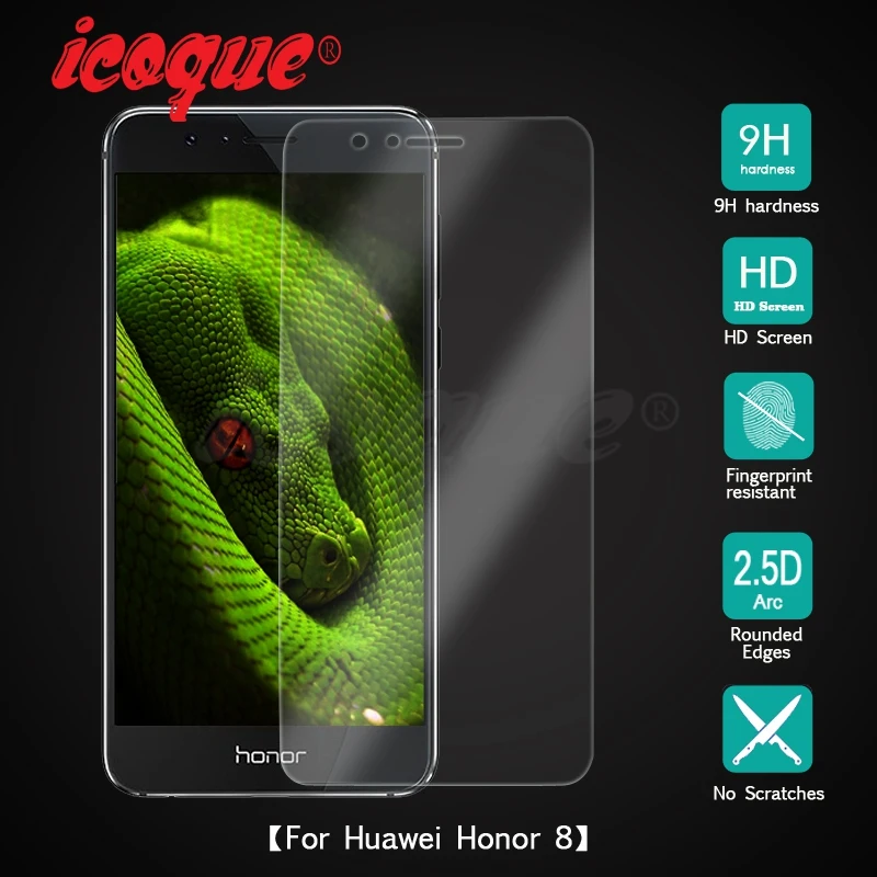 Icoque 9H 2.5D Tempered Glass for Huawei Honor 8 Glass Screen Protector Premium Display Flim Protection for Honor 8 9 Glasses (1)3
