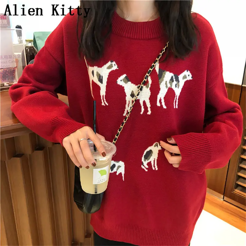 Alien Kitty Autumn Winter Sweater Fashion Women O-Neck Pullovers Knitted Tops High Quality Sweet Simple Cartoon All-Match Free | Женская