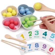 1 Набор детских деревянных практичных палочек для еды, игрушки, математика, просветление, детская клипса, мяч, детские математические игрушки для детей, день рождения, Gif