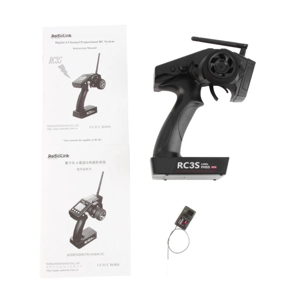 1pc RadioLink RC3S 4CH 2 4G Digital Radio Control System Gun Transmitter R4EH Receiver LCD Programable