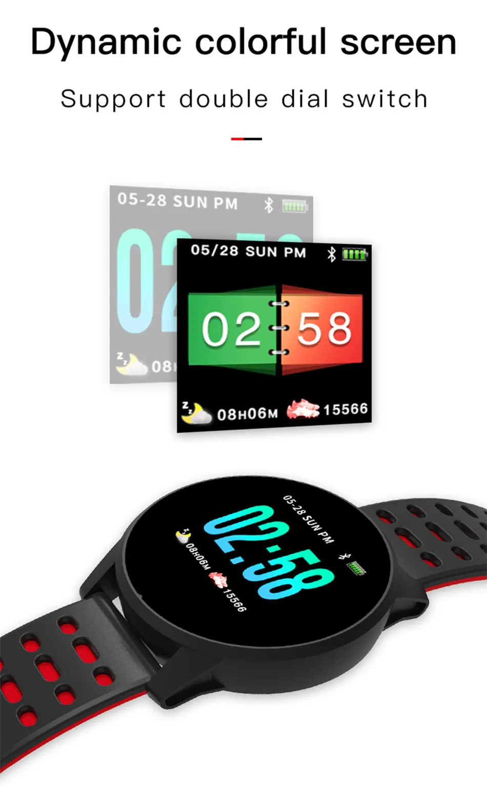 2-                  - Fitness Tracker Smart Bracelet Blood Pressure Measurement Watch Waterproof IP67 Heart Rate Monitor Fitness bracelet Women Men
