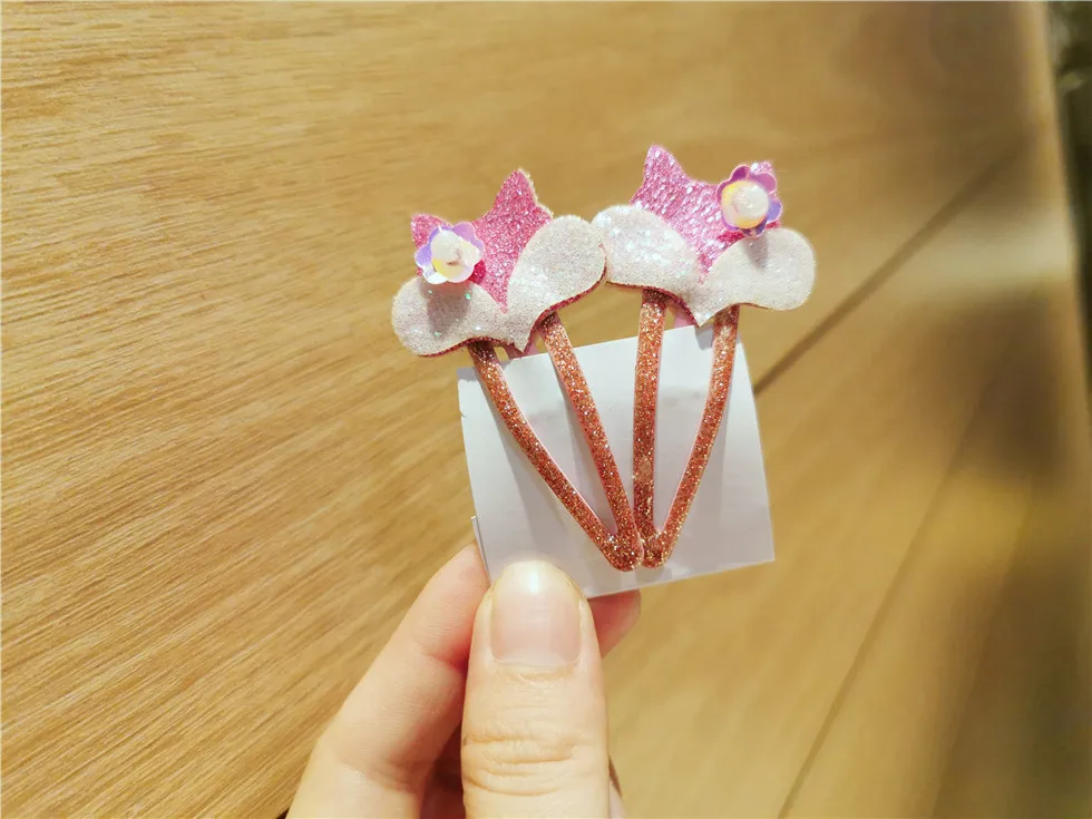 Boutique ins 12Sets Fashion Cute Glitter Deer Rabbit Snap Clips Floral Pig Fox Hairpins Princess Headwear Hair Accessories