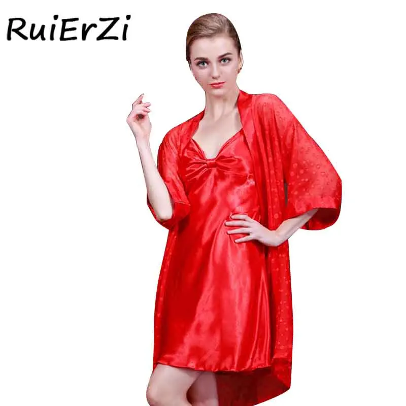 Autumn-Casual-Women-s-Silk-Robe-Gown-High-Quality-Floral-Bathrobe-Nightgown-Two-pieces-Solid-Color (1)