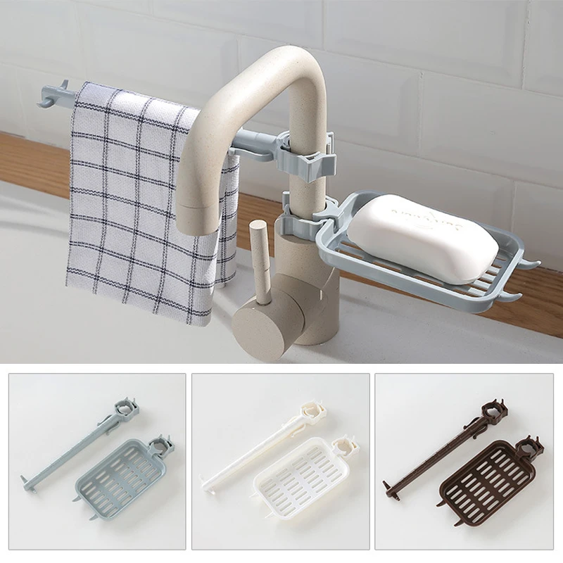 

1Set Water Tap Sink Hanging Storage Rack Sponge Dishcloth Towel Holder Drain Shelf Bathroom for Kitchen Organizer Storage Racks