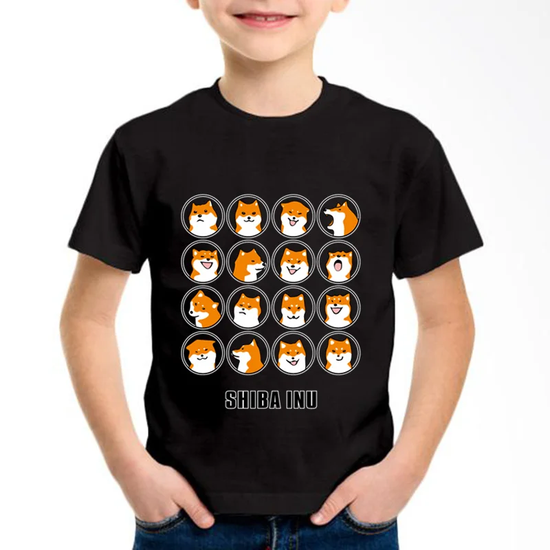 

Shiba Inu Doge Printed Children Cotton T-shirts Kids Cute Dog Summer Short Sleeve Tee Boys/Girls Casual Tops Baby Clothes,GKT016