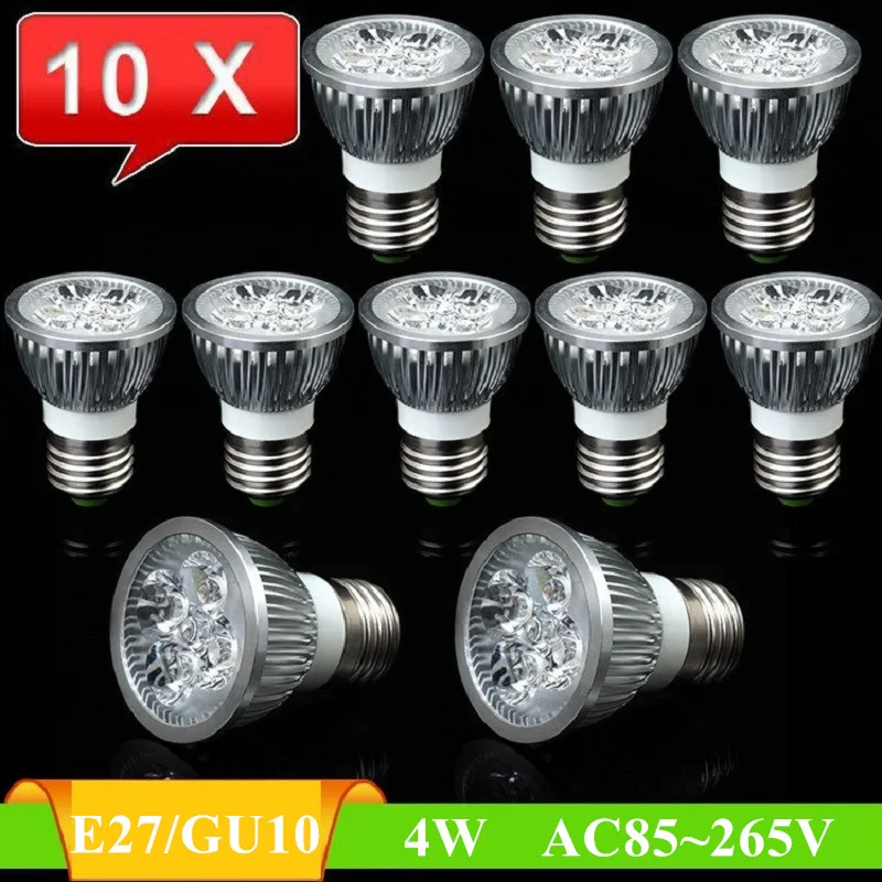 

10pcs E27 GU10 4W Led Spot Light White/Warm white LED Bulb Lamp AC85~265V Energy Saving dimmable LED Spotlight Lamparas
