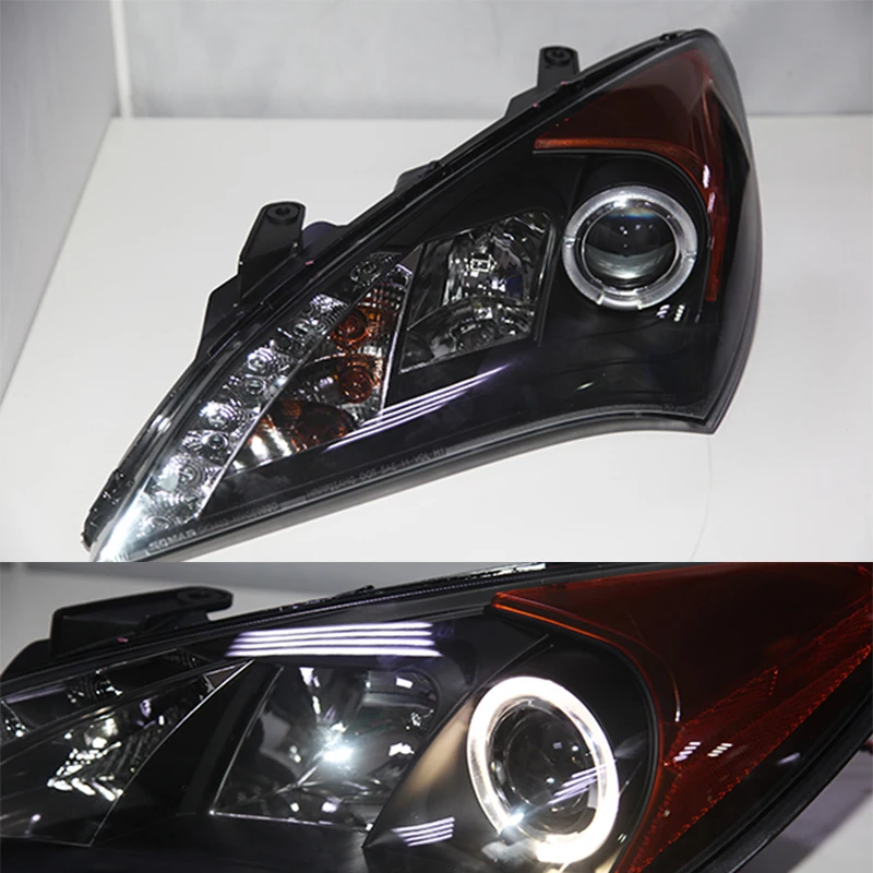 For HYUNDAI Rohens Genesis Coupe LED Head Lamp Angel Eyes 2009 20102011 2012 Year Headlights Amber Reflector