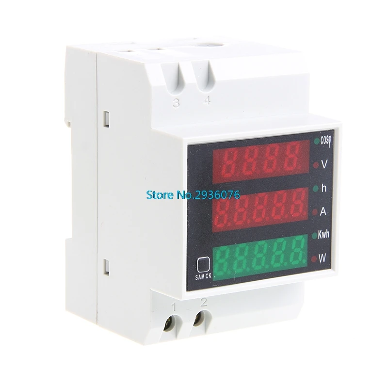 

Din Rail LED AC 80-300V 0-100.0A Multi-function Voltmeter Ammeter Display