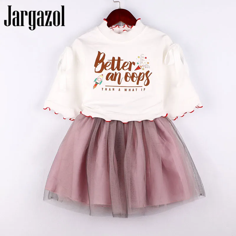 Jargazol комплект одежды для девочек одежда маленьких Vetement Enfant Fille 2018 милые Осенние