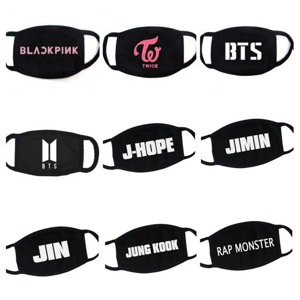 

2019 New Arrival Kpop BTS Fans Face Mouth Mask Unisex Muffle Respirator Cotton Letters Print Soft