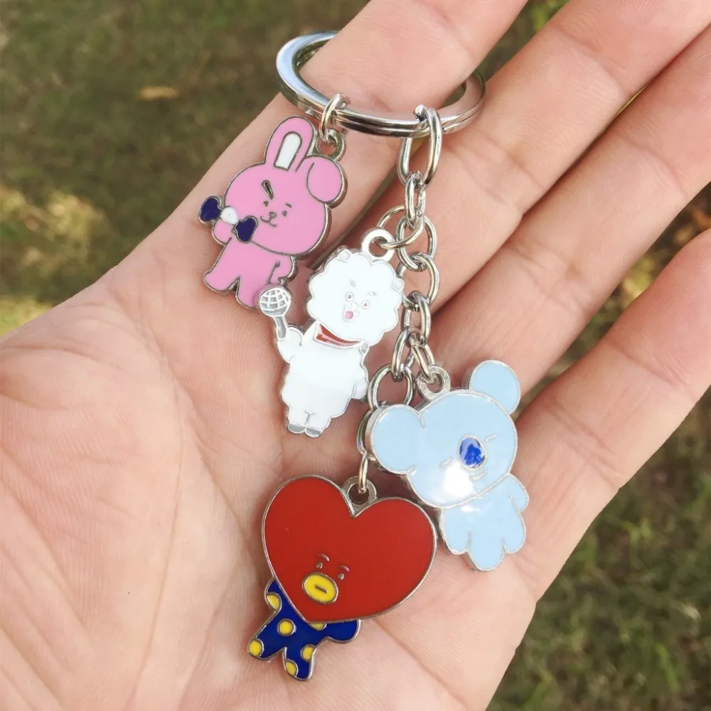 Kpop BTS BT21 keychain Metal Keyring cosplay Costume Accessory Pendants