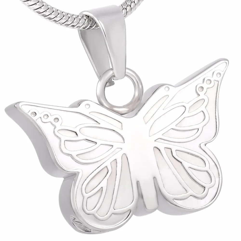 Love Memorial Urn Necklace Butterfly Keepsake Ashes Holder Stainless