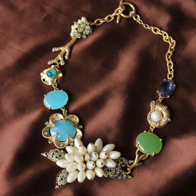 Цинковый сплав, Европейская мода, зеленые цветы, подвеска, массивное ожерелье, Женский барочный свитер, цепочка для девушек, подарок для влюбленных