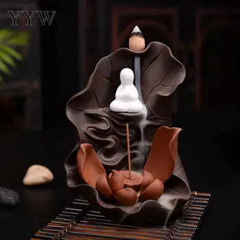

Lotus Backflow Incense Stick Burner Waterfall Incense Stick And Cone Holder Exquisite Aromatherapy Censer Aroma Smoke Oud Burner