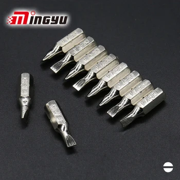 

10pcs 25mm Short Slotted Screwdriver Bit Set Single Head Electroplating Sliver 1/4" Hex Shank SL4 Anti Slip Screw Drive Bit
