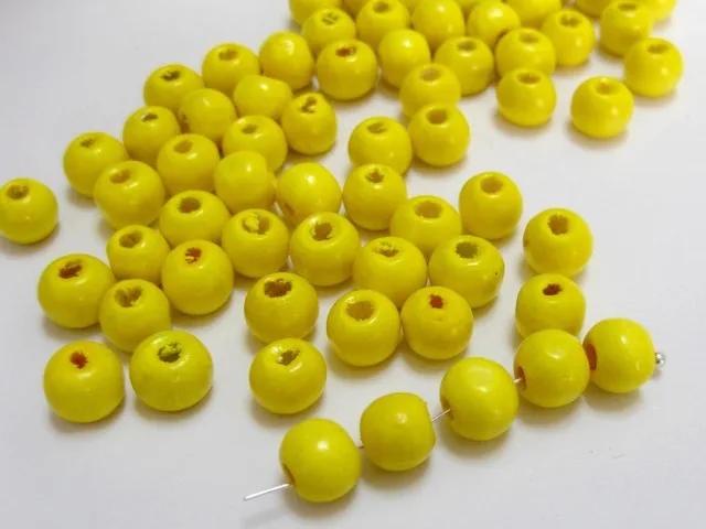 

500 Yellow 8mm Round Wood Beads~Wooden beads