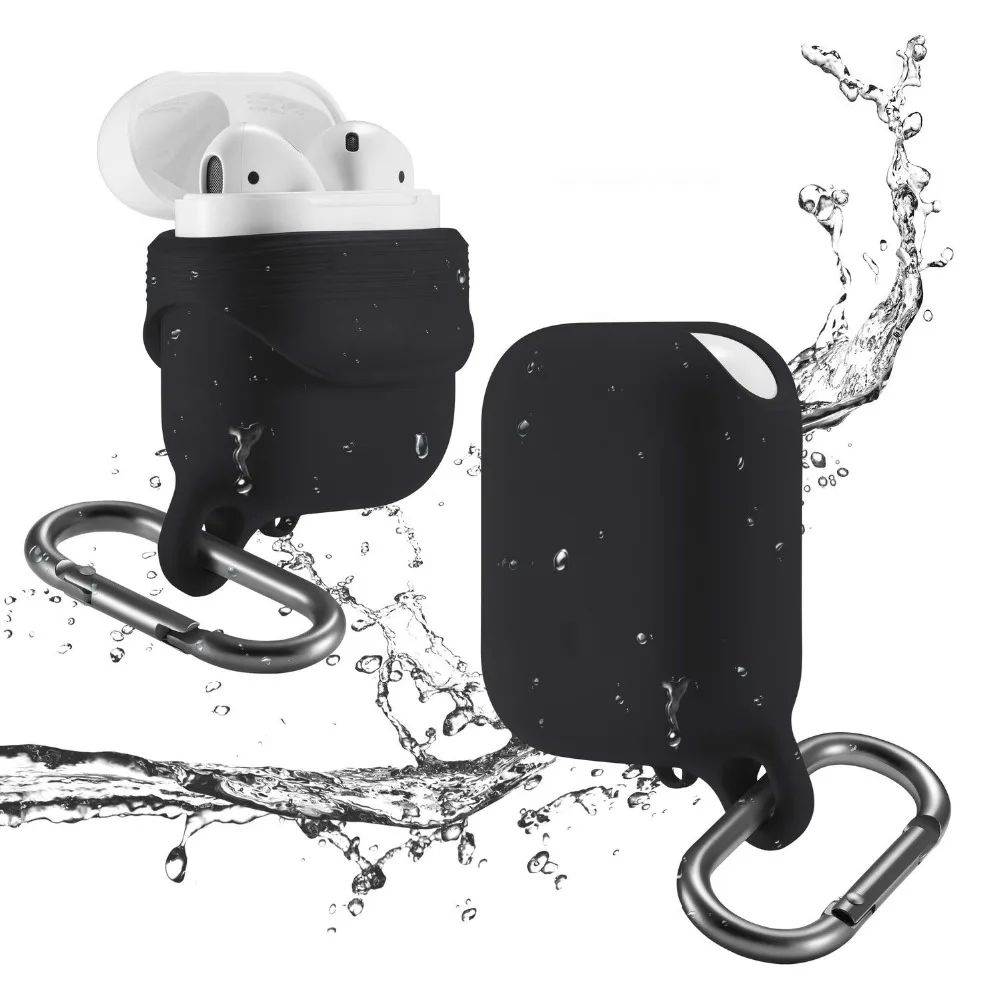 

Waterproof Silicone Skin for Airpods Case Full Protective Durable Shockproof with Keychain for Apple Airpods 1 2 Charging Case