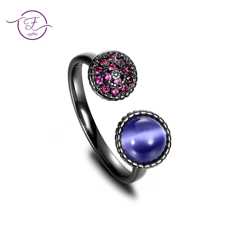 

New Design Natural Moonstone Silver Rings Cat Eye Gemstone Ring 925 Silver Jewelry Elegant Engagement Gift Party Queen Rings