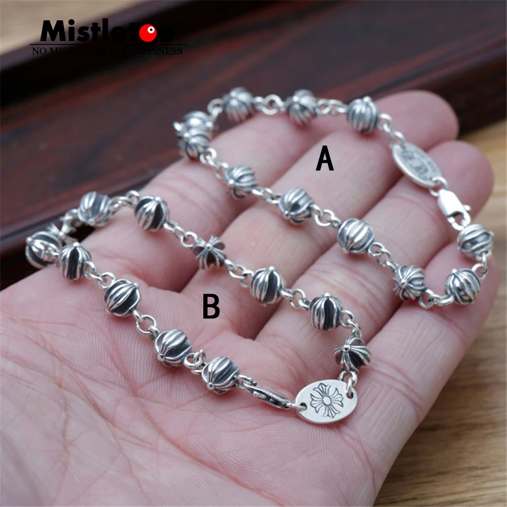 Authentic 925 Sterling Silver Vintage Retro Punk Locomotive Cross Flower Bracelet 19cm For Women & Men Jewelry Authentic 925 Sterling Silver Vintage Retro Punk Locomotive Cross Flower Bracelet 19cm For Women & Men Jewelry