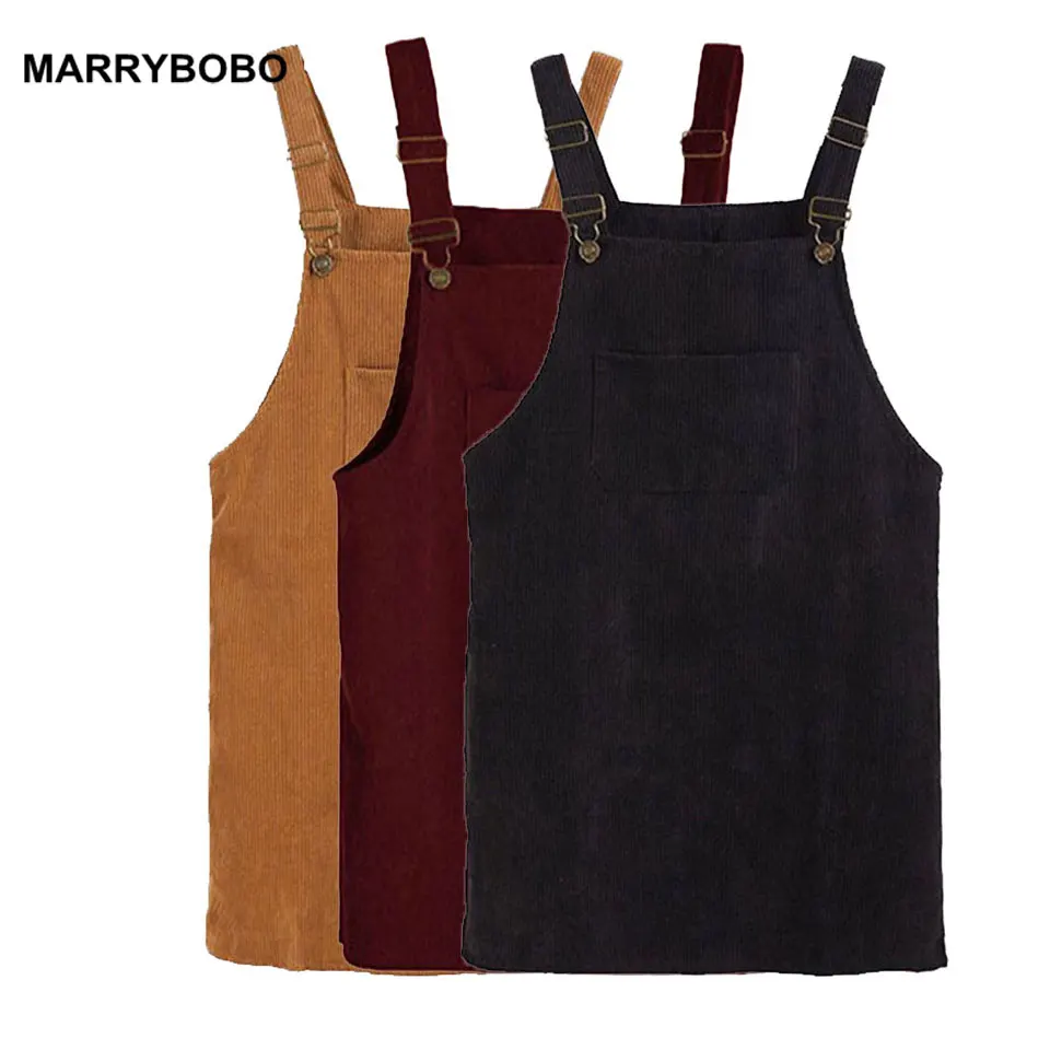 

Spring Autumn 2019 Women Retro Corduroy Dress Korean Sleeveless Mini Dress Female Casual Vintage Dress Loose Vest Overall Dress