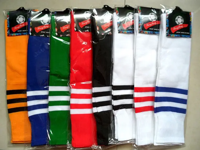 Knee-high Tube Men Women Sports Thin Football Socks Soccer Long Stocking Breathable Striped Adult towel Absorbing QA057-SZ+