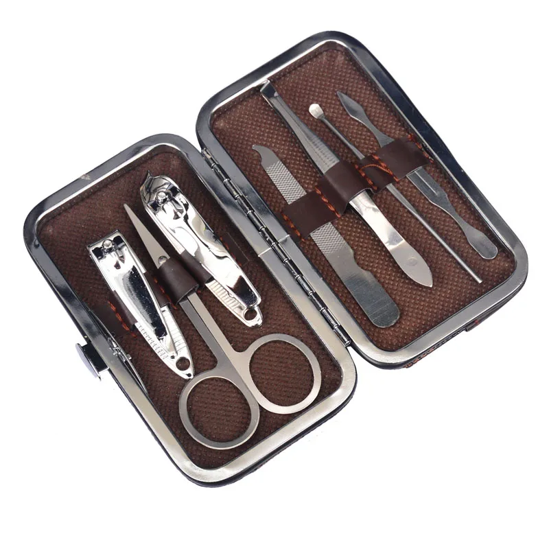 

7 Pcs Stainless Steel Nail Clipper Cutter Trimmer Ear Pick Grooming Kit Manicure Pedicure Toe Nail Tools Set with Case