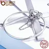 BAMOER réel 100% 925 argent Sterling rose et bleu CZ rond chaîne de sécurité breloque Bracelet à breloques bijoux à bricoler soi-même faisant SCC379 ► Photo 3/4