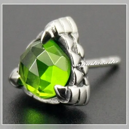 

Unique 316L Stainless Steel Olive Green CZ Stone Cool Claw Stud Earrings 3L002
