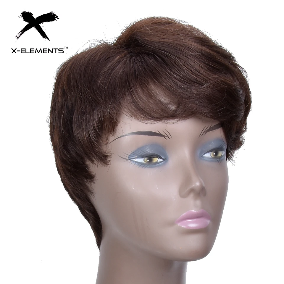 X-Elements Peruvian Short Human Hair Wigs With Bangs H.VERA Non-Remy Machine Made Natural Wave Hair Wigs For Women No Smell (2)