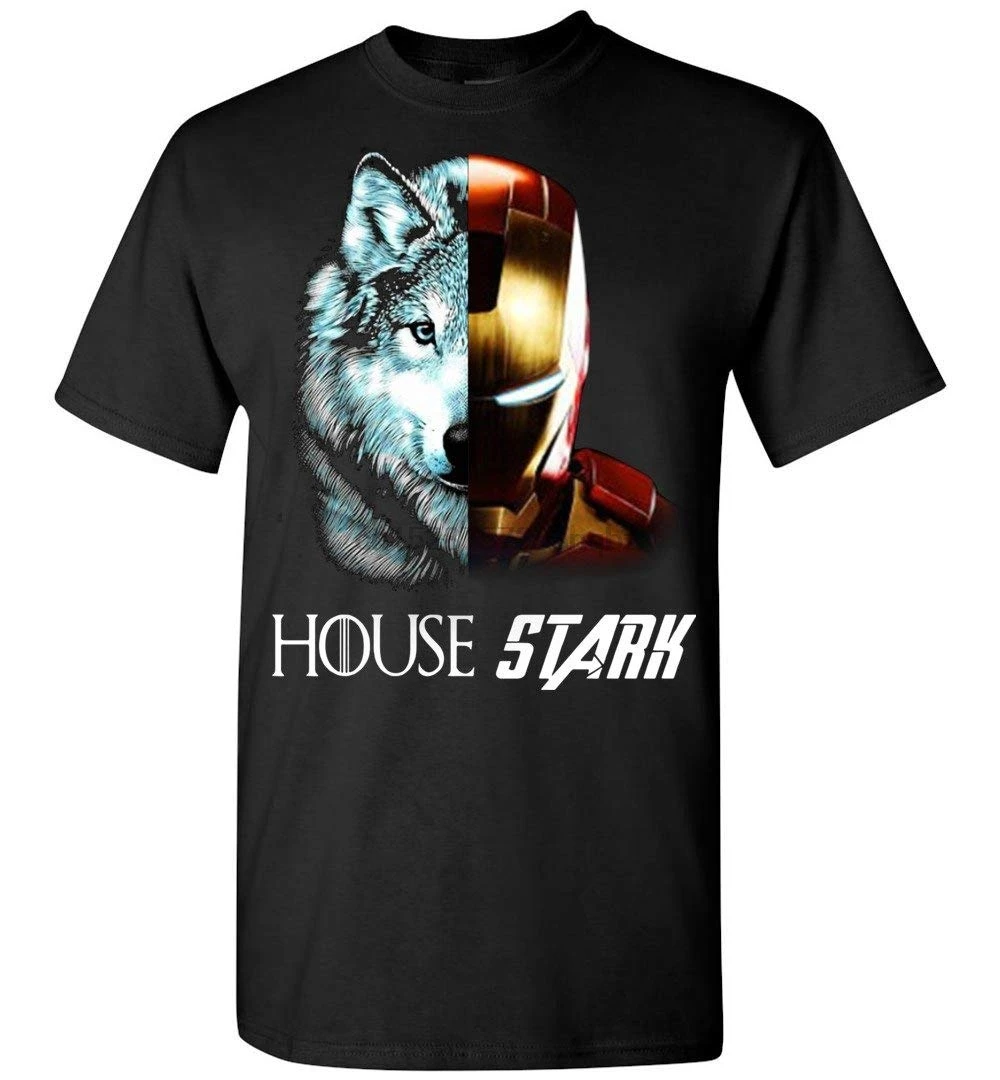 Дом Starrk Cool Direwolves Половина лица Железный человек игра + of Throns футболка | Мужская