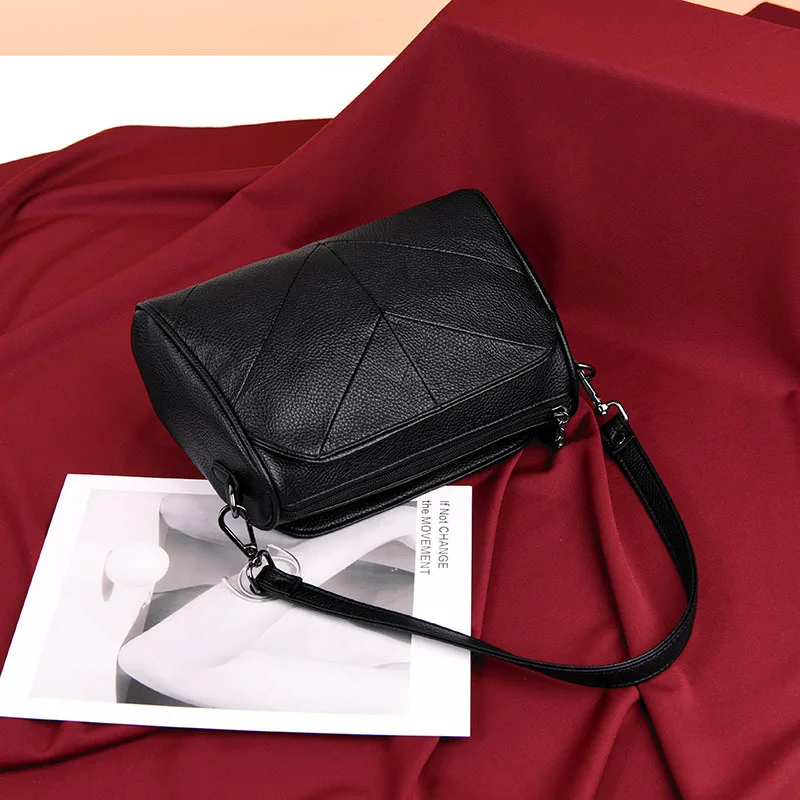  Fashion Patchwork Genuine Leather Women's Handbags New Small Shoulder CrossBody Bags For Women Mess - 4000340667105