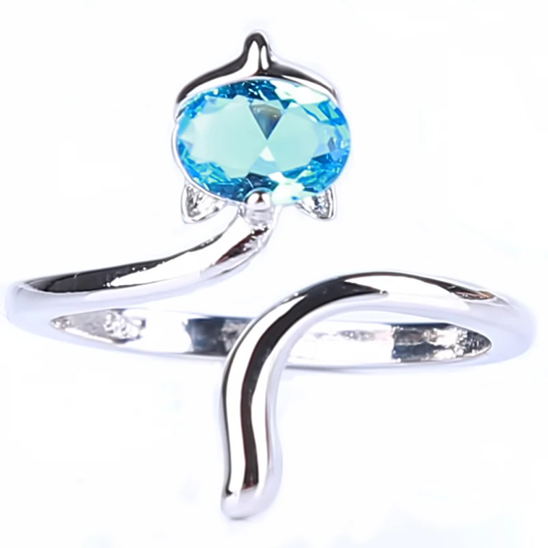 Модное изысканное женское кольцо с натуральным кристаллом, лисичка, принцесса, свадебное обручальное ювелирное изделие, кольца для открытия