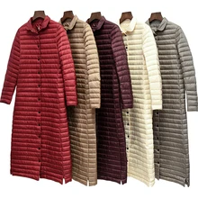 Женское пальто, ультра теплое, белое, утиный пух, куртка x-Long, Женское пальто, тонкие, одноцветные, куртки, зимние пальто, парки с подкладкой