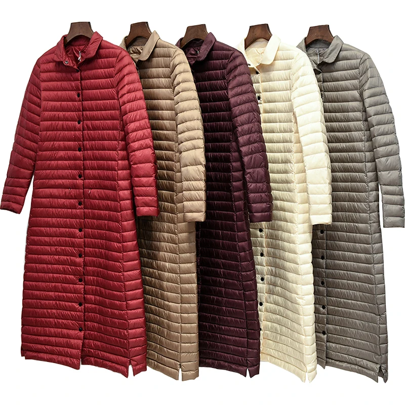 

women Coat Ultra warm white Duck Down Jacket x-Long Female Overcoat Slim Solid Jackets Winter Coats Parkas Padded