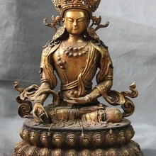 15 дюймов Буддизм Медь Бронза Белая Тара Гуаньинь Гуань инь Бодхисаттва Статуя Будды