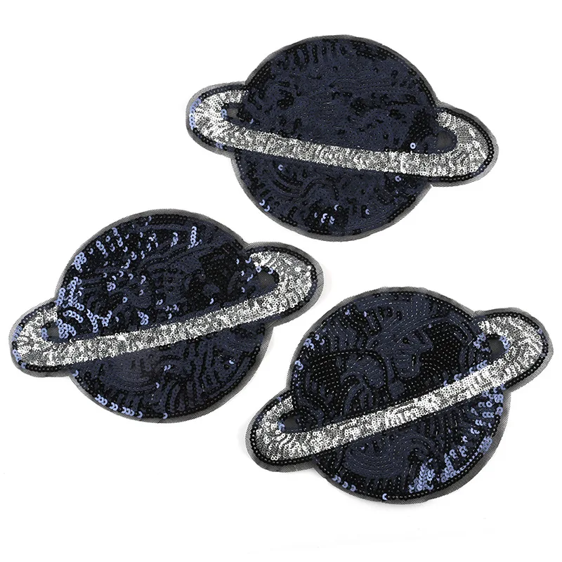 

1PC New Wholesale Blue Space Planet Sew on Sequins Embroidery Wandering Earth Patches for Clothing DIY T-shirt Clothes Accessory