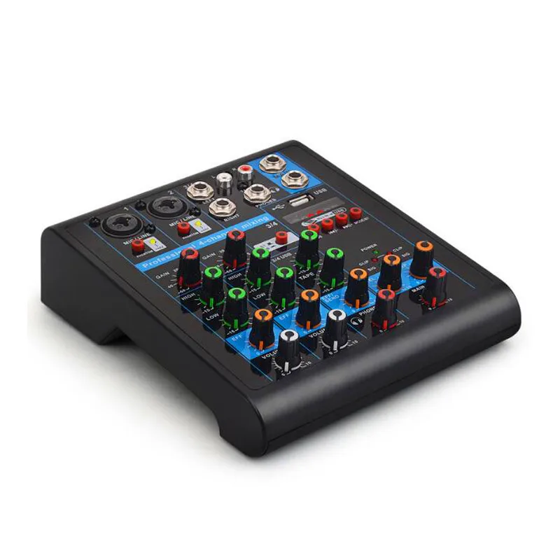 

Finlemho DJ Mixer Audio Bluetooth USB Console K4 Professional For Power Amplifier Subwoofer Speaker Line Array 48V Phantom Power