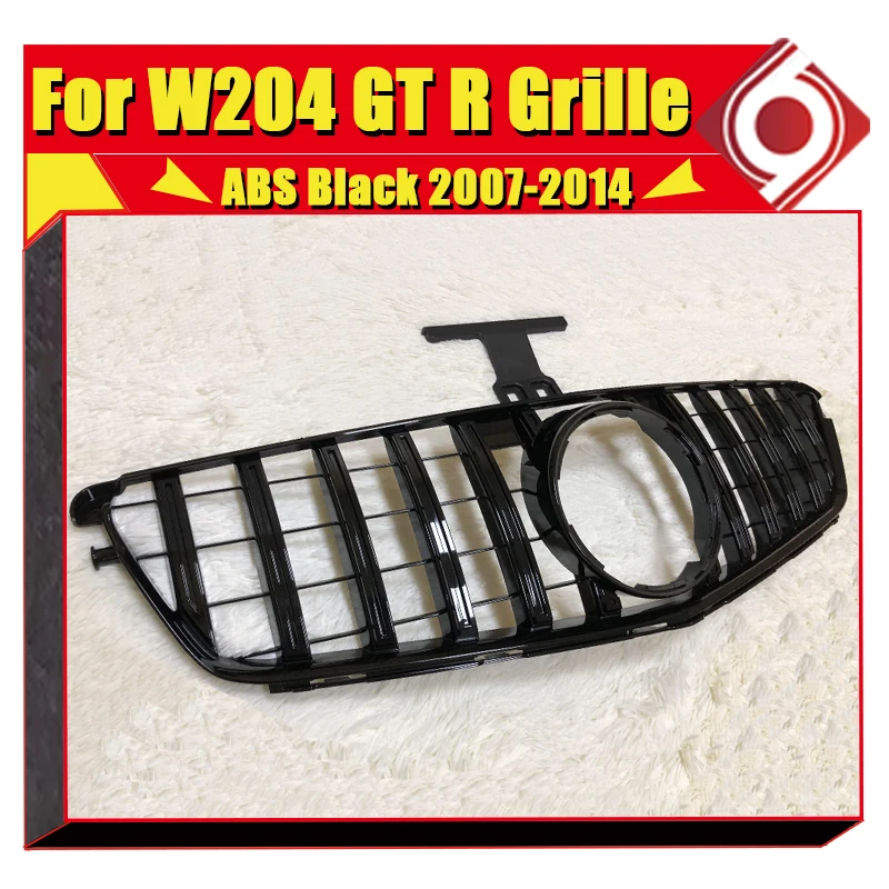 W204 GT R grille grill ABS black without sign Fits For MercedesMB C class C180 C200 C250 C280 C300 C350 C63 Look Grills 2007-14