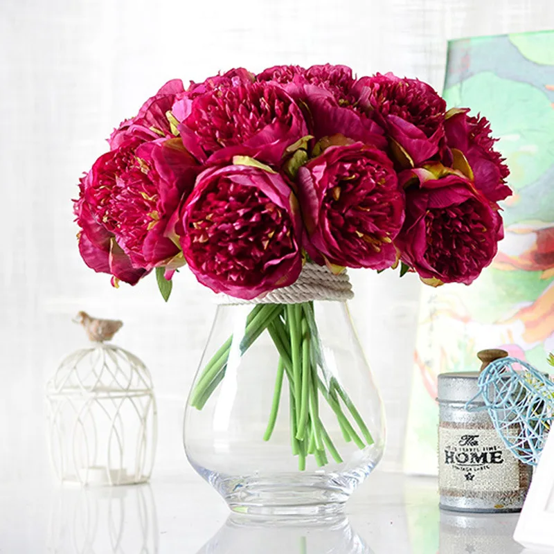 Silk Flower Wedding Bouquet Peony Dahlias Artificial Flowers Fall